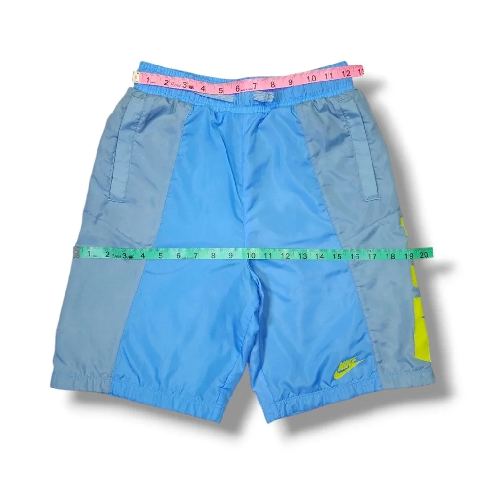 Nike Athletic Sportswear 2 Tone Light Blue Neon Yellow Logo Youth‎ Size L 27-28